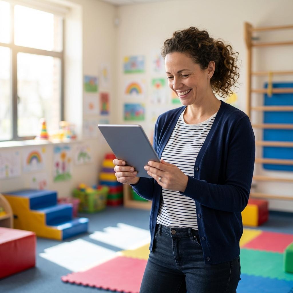 Club owner managing activities on tablet